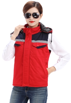 紅色工作服棉馬甲,反光條冬季棉馬甲 紅色工作服棉馬甲,反光條冬季棉馬甲